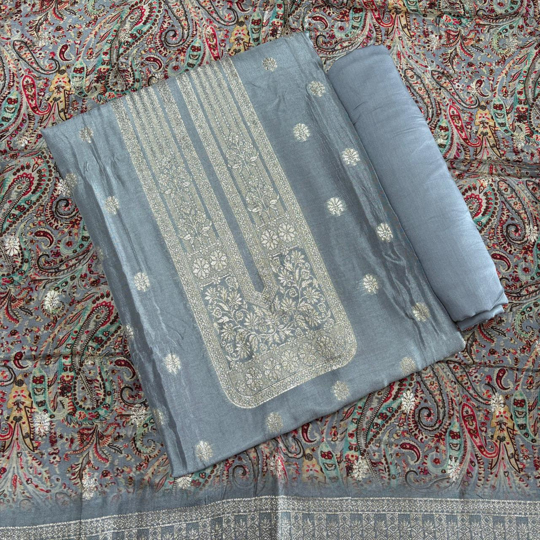 Premium Dola Silk Dabka Work Unstitched Suit Set-GF0J14-A