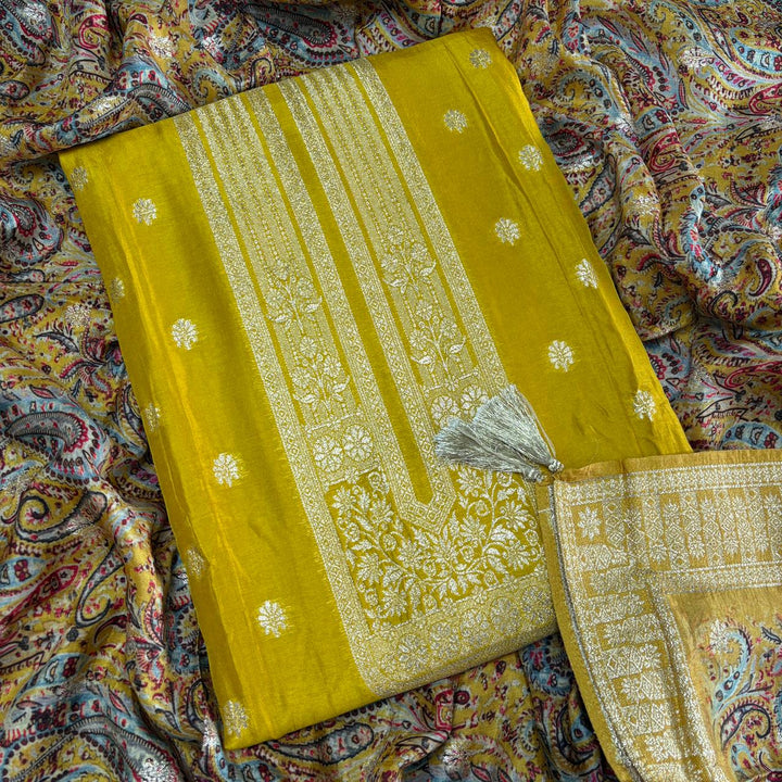Premium Dola Silk Dabka Work Unstitched Suit Set-GF0J14-A1