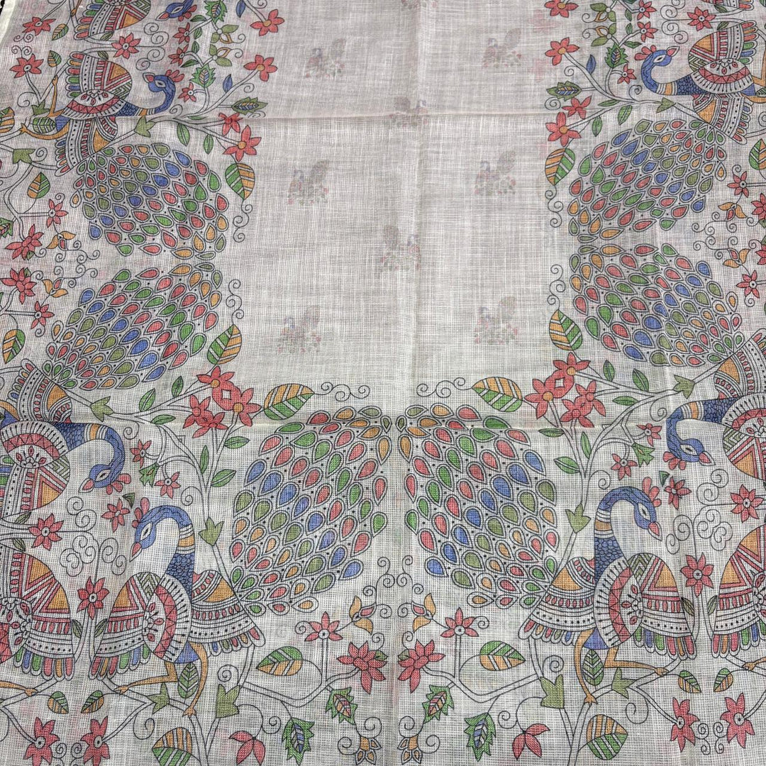 Premium Linen Cotton Moti Work Unstitched Suit Set-V18578B-A