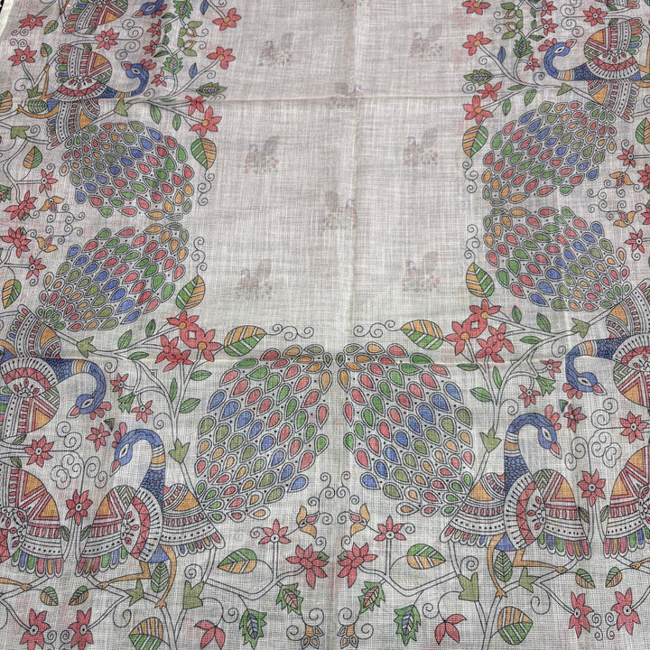 Premium Linen Cotton Moti Work Unstitched Suit Set-V18578B-A