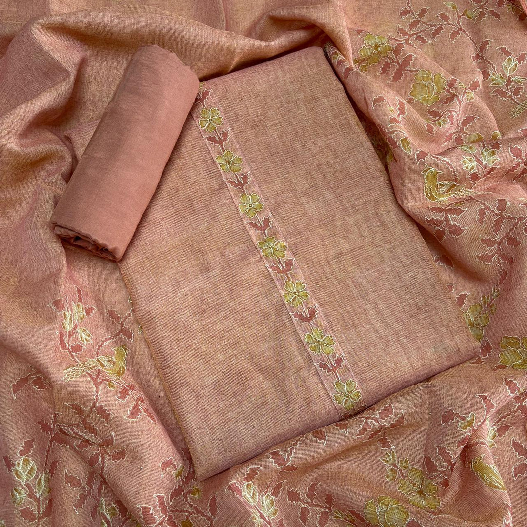 Jute Cotton Single Dori Work Unstitched Suit Set - KD2273-1