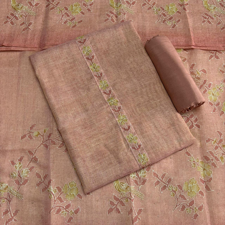 Jute Cotton Single Dori Work Unstitched Suit Set - KD2273-1