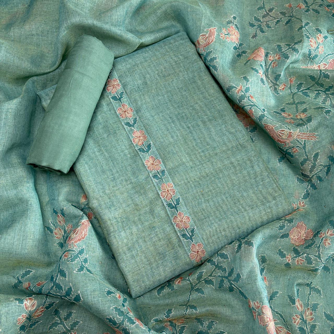 Jute Cotton Single Dori Work Unstitched Suit Set - KD2273-2
