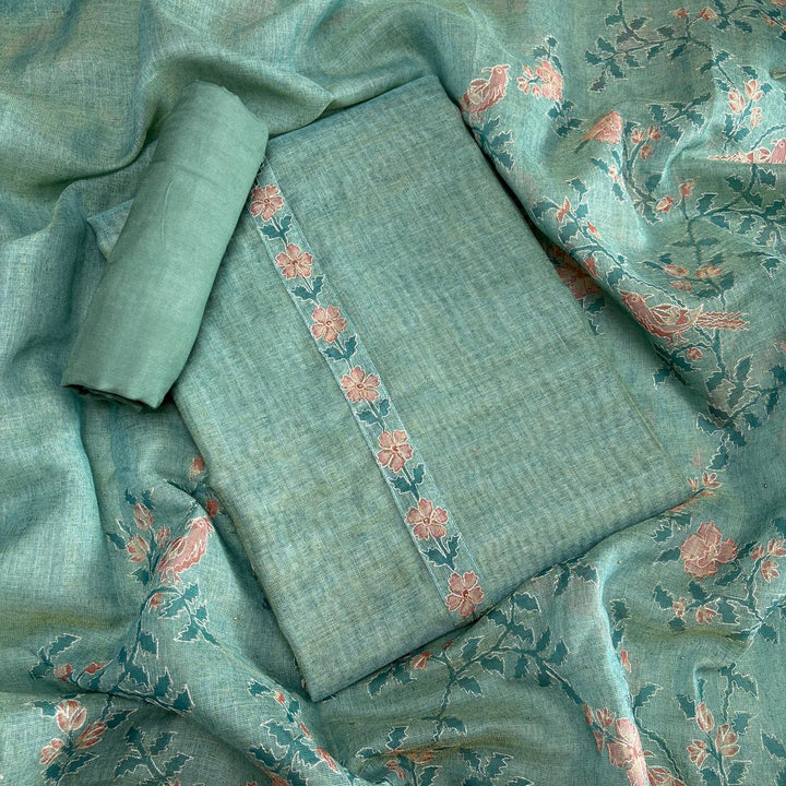Jute Cotton Single Dori Work Unstitched Suit Set - KD2273-2