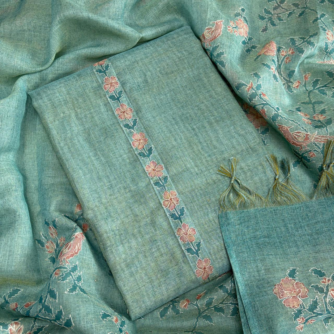 Jute Cotton Single Dori Work Unstitched Suit Set - KD2273-2