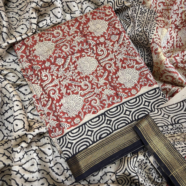 Elegant Chanderi Cotton Printed Unstitched Suit Set-N58001-A