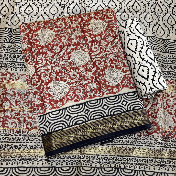 Elegant Chanderi Cotton Printed Unstitched Suit Set-N58001-A