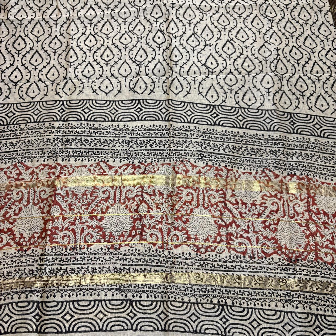 Elegant Chanderi Cotton Printed Unstitched Suit Set-N58001-A