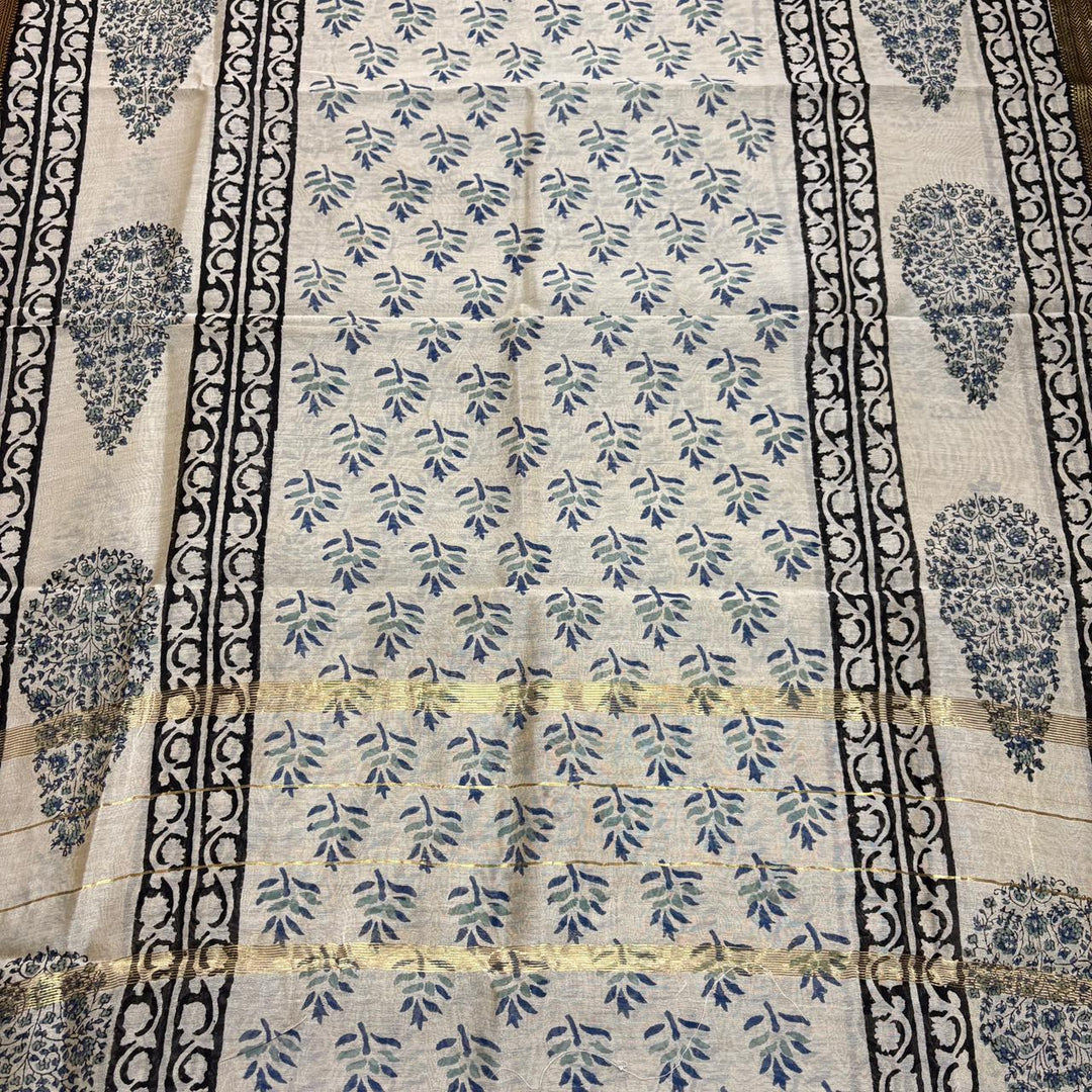 Elegant Chanderi Cotton Printed Unstitched Suit Set-N58001-D