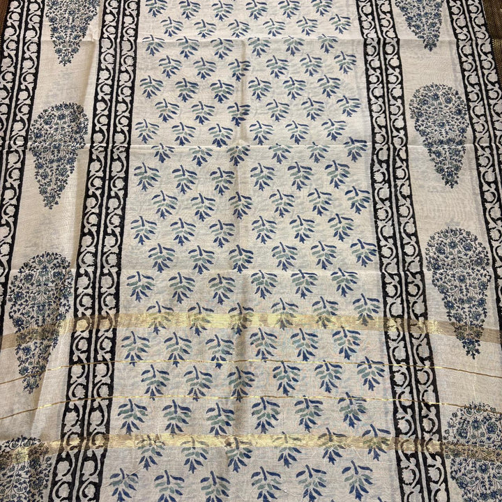 Elegant Chanderi Cotton Printed Unstitched Suit Set-N58001-D