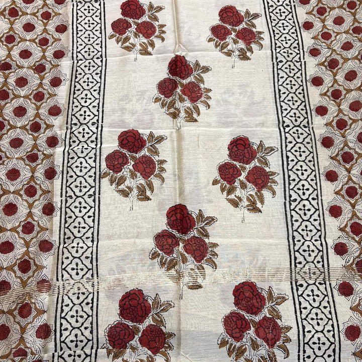 Elegant Chanderi Cotton Printed Unstitched Suit Set-N58001-E