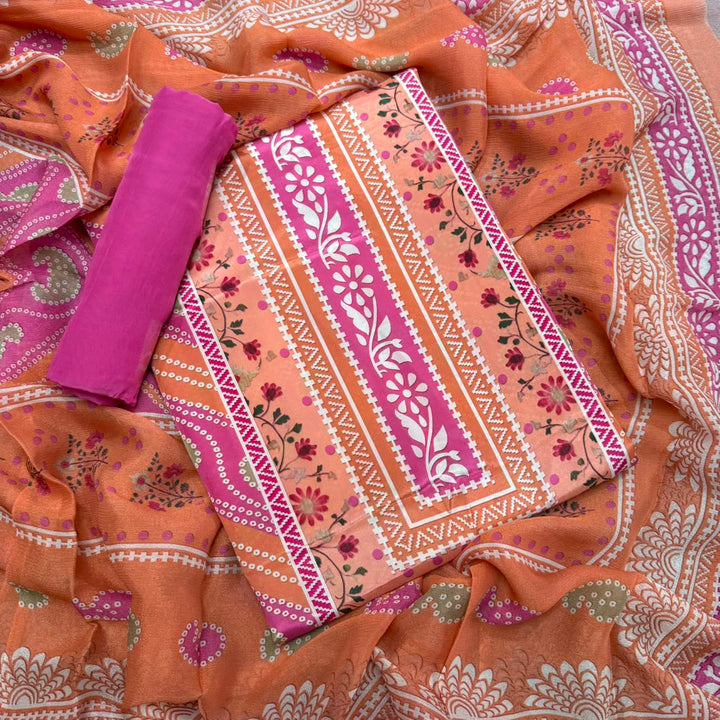 Elegant Printed Crepe Unstitched Suit Set - CRCH173-1