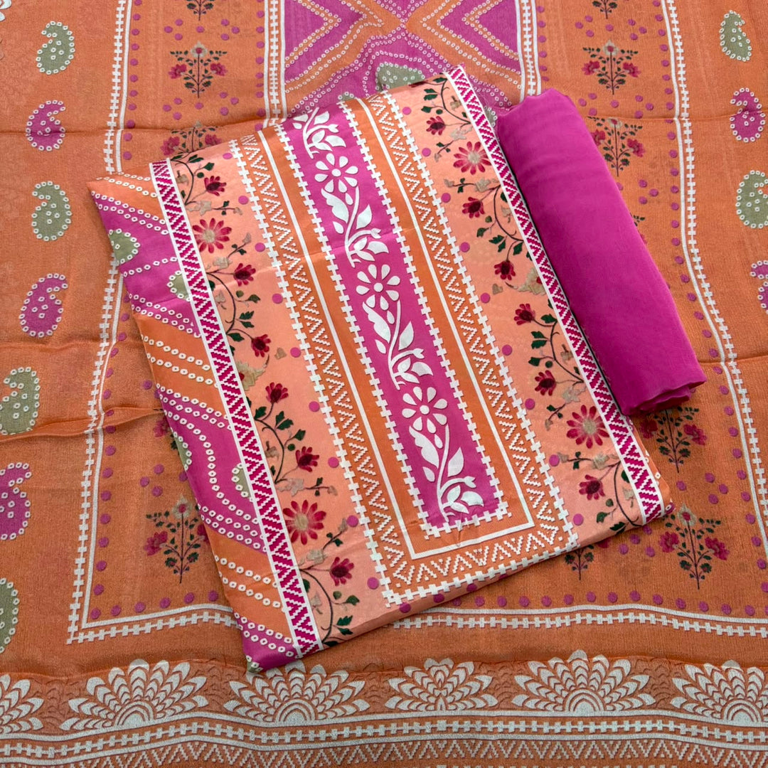 Elegant Printed Crepe Unstitched Suit Set - CRCH173-1