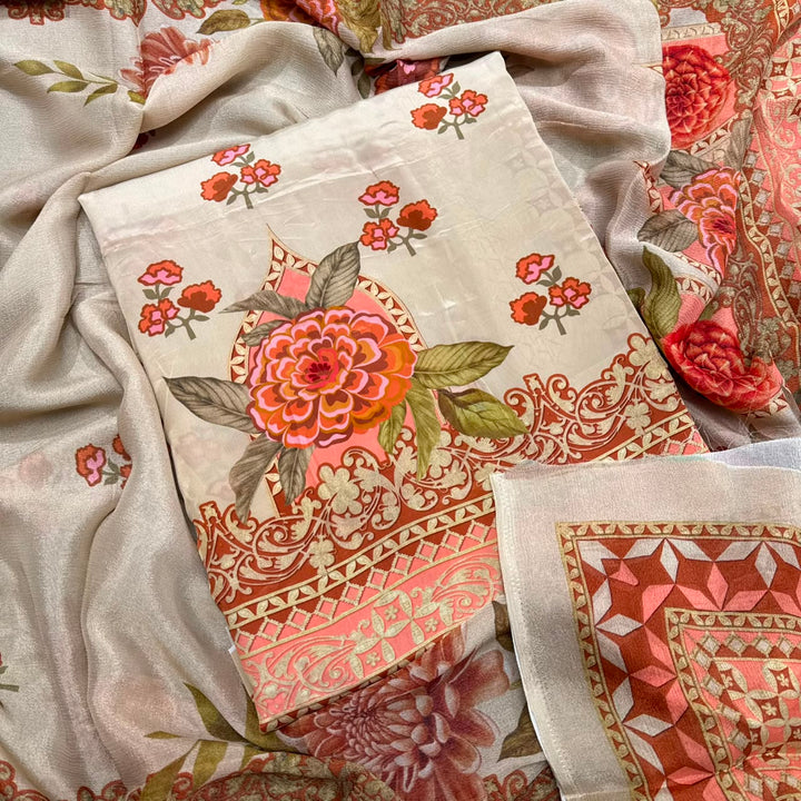 Elegant Printed Crepe Unstitched Suit Set - CRCH173 -2