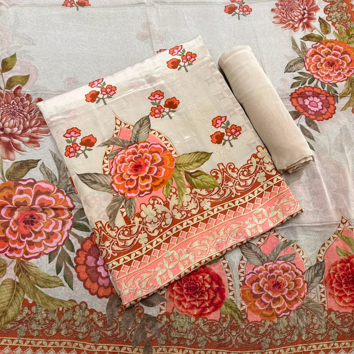 Elegant Printed Crepe Unstitched Suit Set - CRCH173 -2
