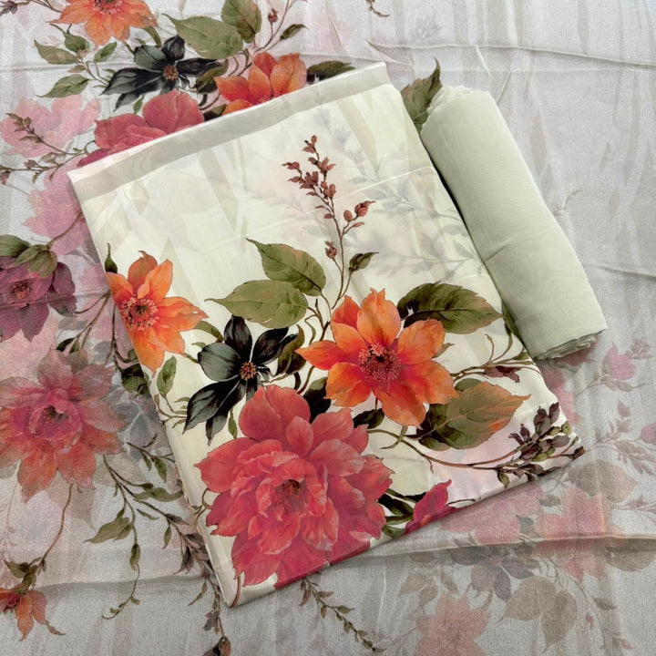 Elegant Printed Crepe Unstitched Suit Set - CRCH173 -3