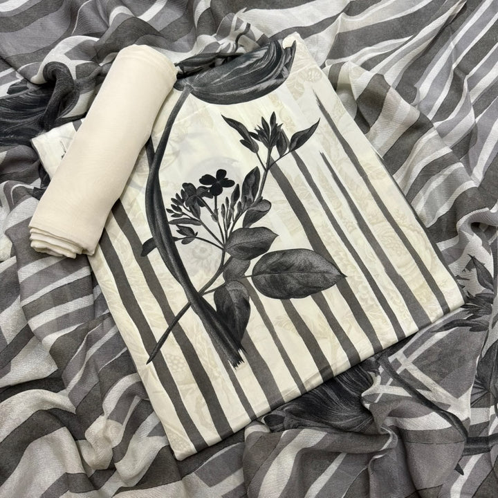 Elegant Printed Crepe Unstitched Suit Set - CRCH173 -6