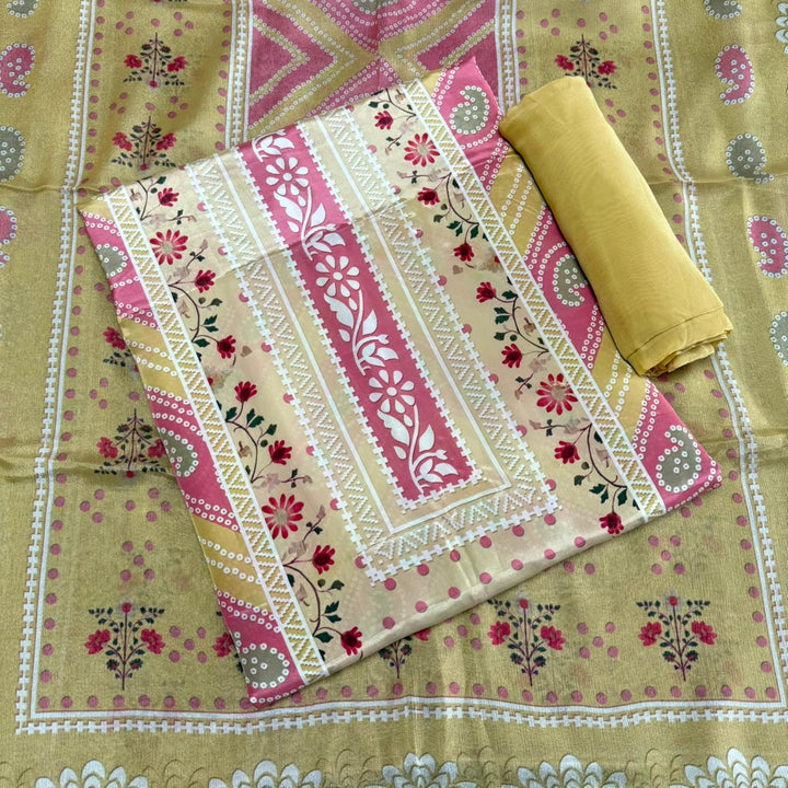 Elegant Printed Crepe Unstitched Suit Set - CRCH173 -7