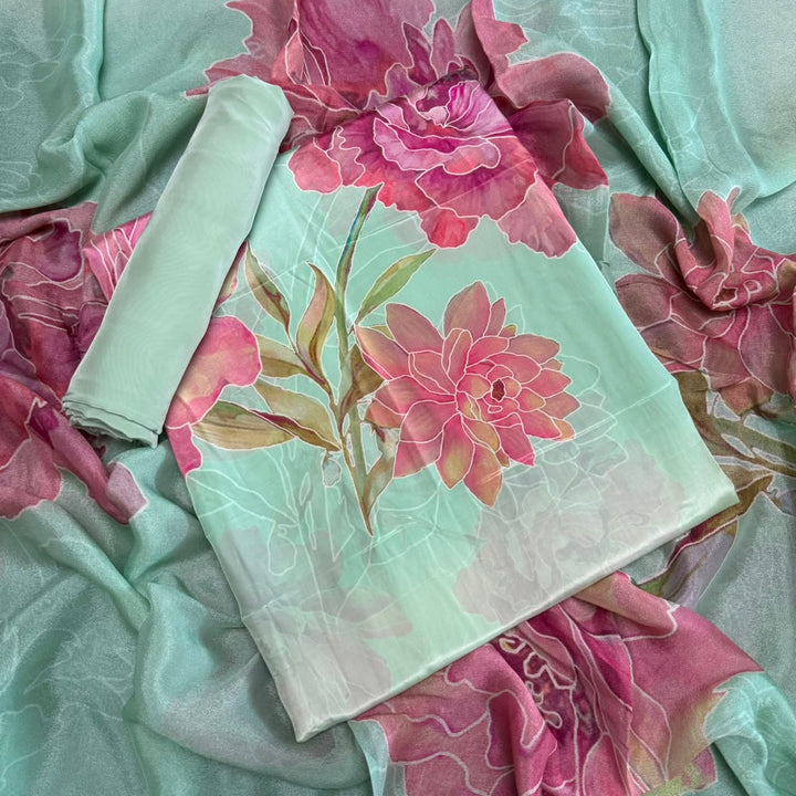 Elegant Printed Crepe Unstitched Suit Set - CRCH173 -8