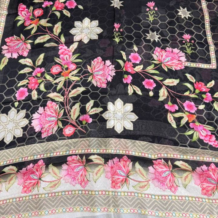 Elegant Printed Crepe Unstitched Suit Set - CRCH173 -9