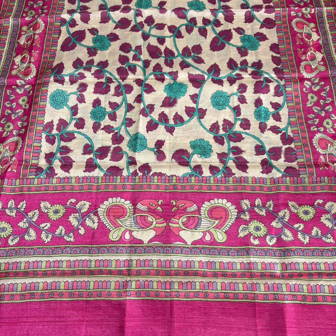 Elegant Tigi Silk Kantha Work Polka Dot Unstitched Suit Set - RE0393-A