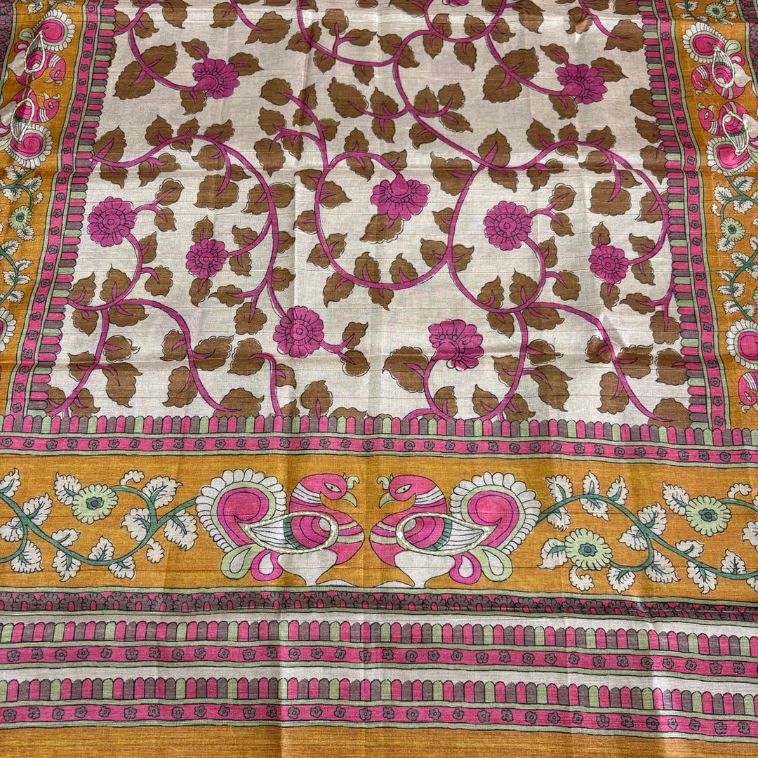 Elegant Tigi Silk Kantha Work Polka Dot Unstitched Suit Set - RE0393-B