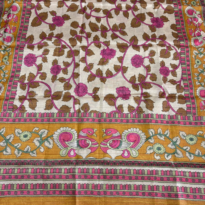Elegant Tigi Silk Kantha Work Polka Dot Unstitched Suit Set - RE0393-B