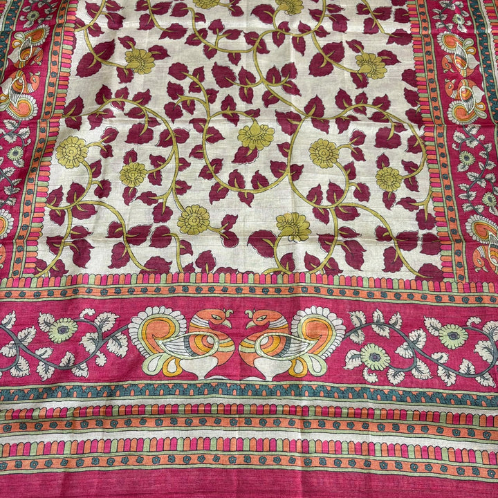 Elegant Tigi Silk Kantha Work Polka Dot Unstitched Suit Set - RE0393-C