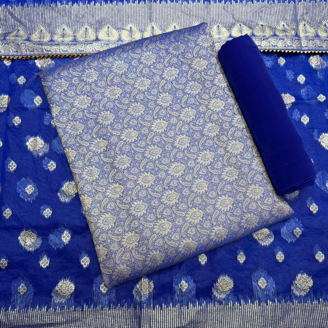 Elegant Banarsi Silk Unstitched Suit Set-RJS805-A