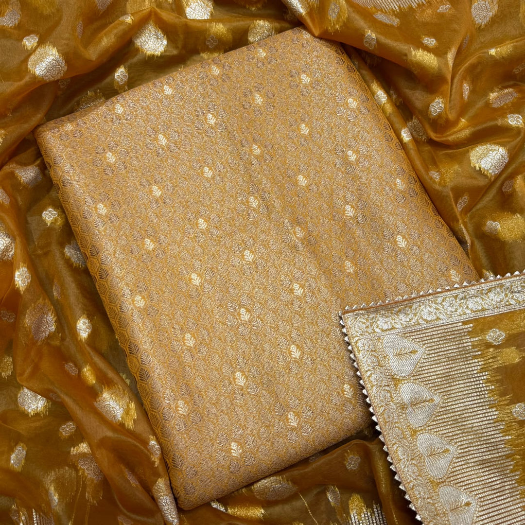 Elegant Banarsi Silk Unstitched Suit Set-RJS805-A3