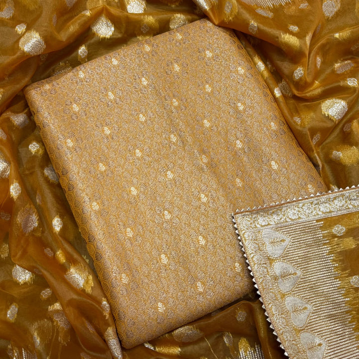 Elegant Banarsi Silk Unstitched Suit Set-RJS805-A3