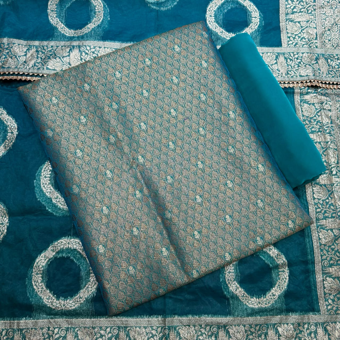 Elegant Banarsi Silk Unstitched Suit Set-RJS805-A4