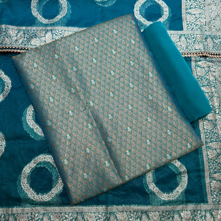 Elegant Banarsi Silk Unstitched Suit Set-RJS805-A4
