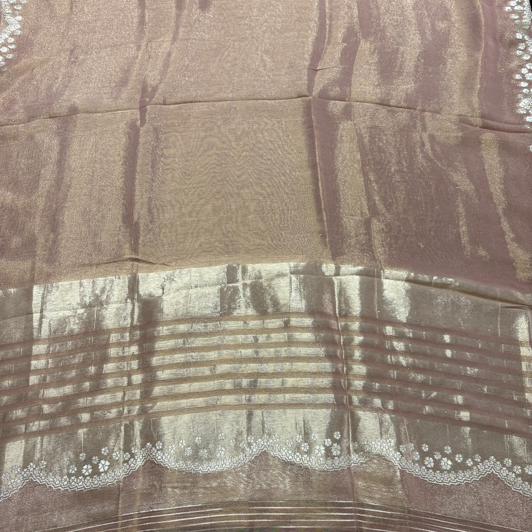 Premium Tissue Silk Dabka Pearl & Sequins Embroidered Unstitched Suit Set FS5265B - A