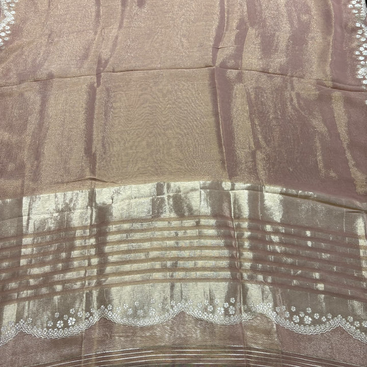 Premium Tissue Silk Dabka Pearl & Sequins Embroidered Unstitched Suit Set FS5265B - A