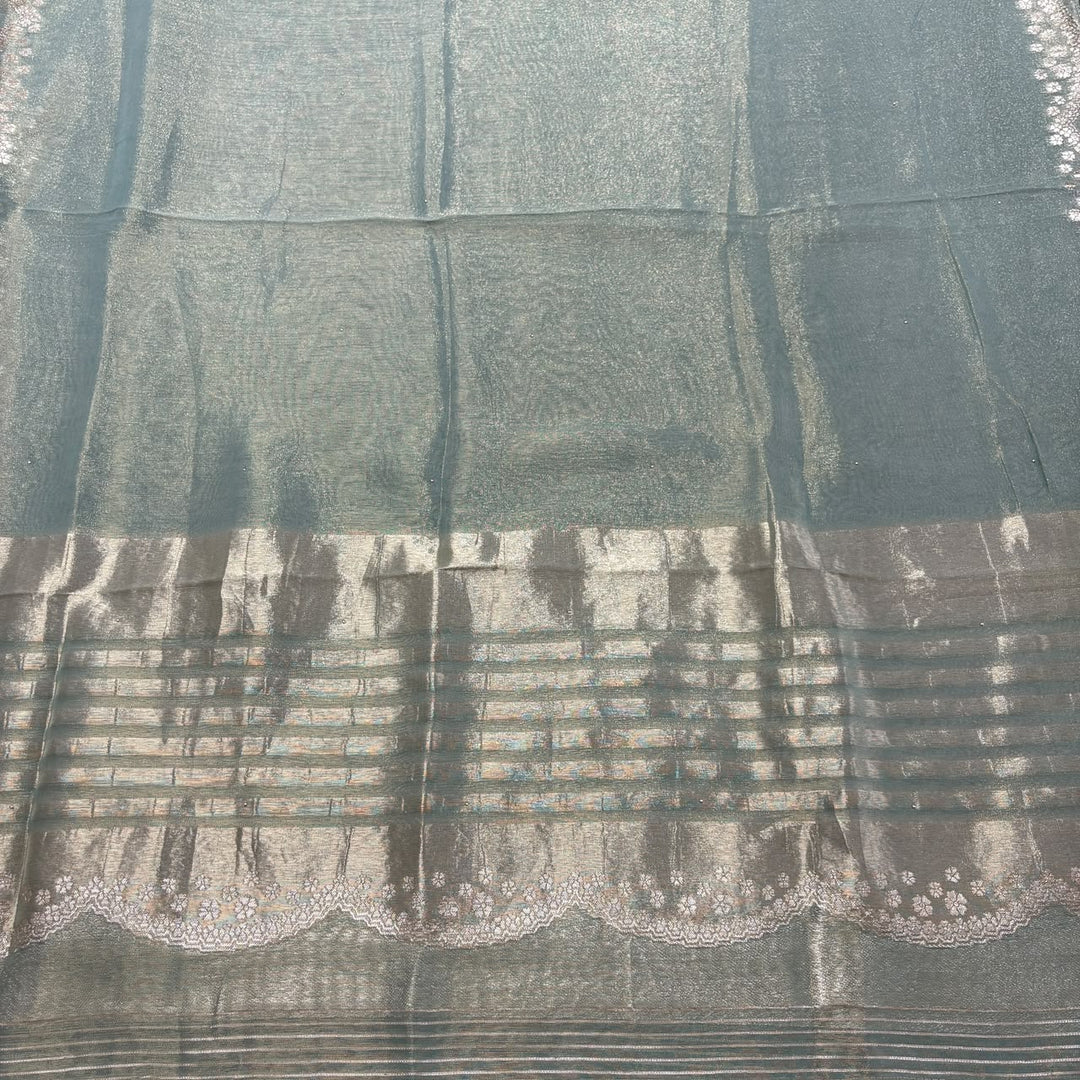 Premium Tissue Silk Dabka Pearl & Sequins Embroidered Unstitched Suit Set FS5265B - A1