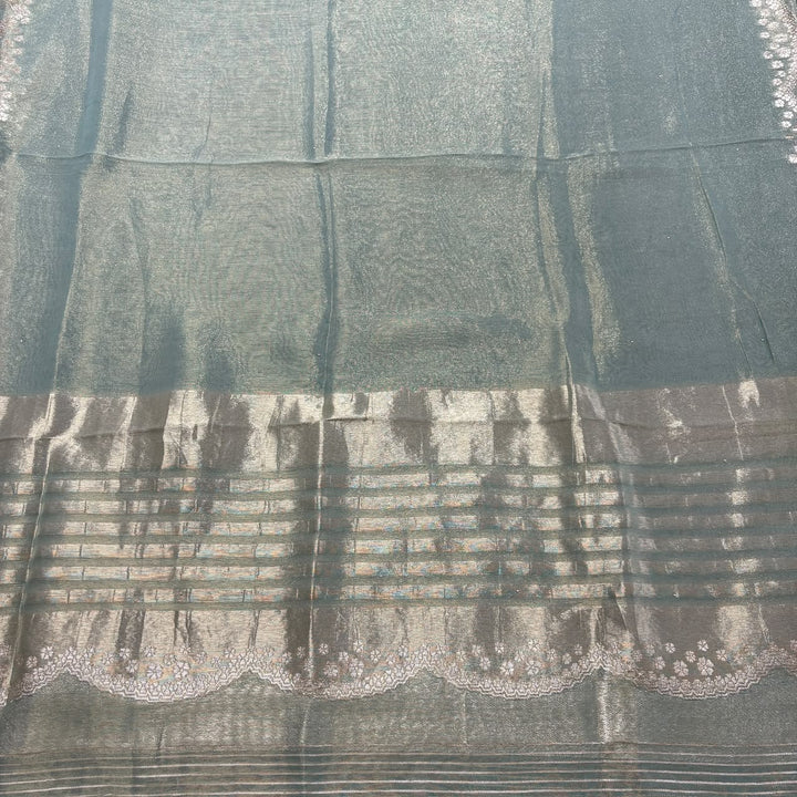 Premium Tissue Silk Dabka Pearl & Sequins Embroidered Unstitched Suit Set FS5265B - A1