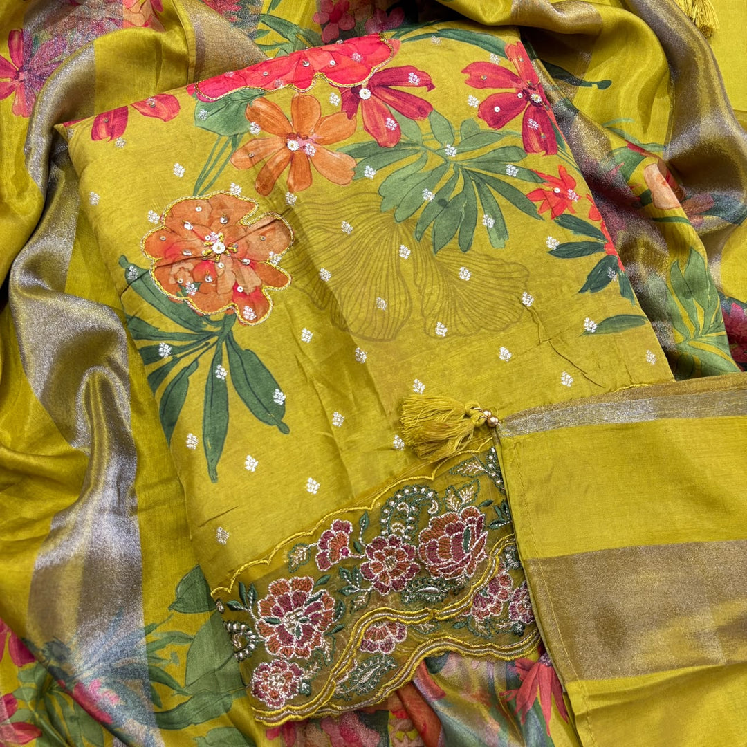 Premium Modal Silk Digital Print Unstitched Suit set SF4503 - 1