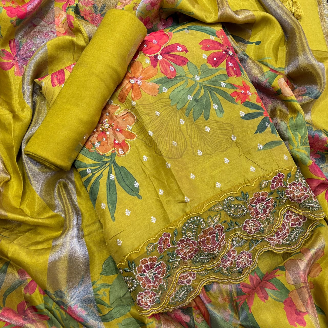 Premium Modal Silk Digital Print Unstitched Suit set SF4503 - 1