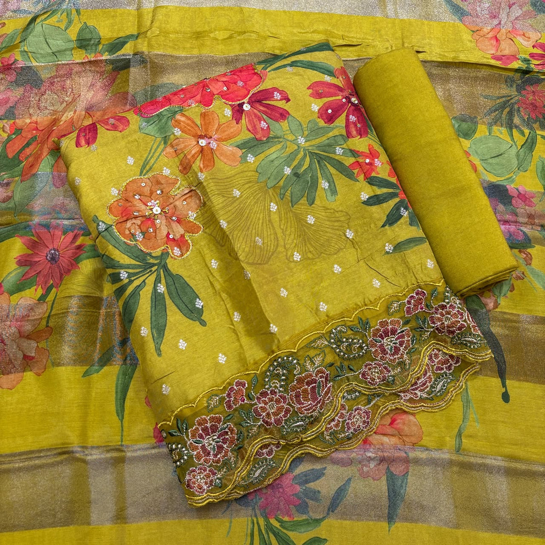 Premium Modal Silk Digital Print Unstitched Suit set SF4503 - 1