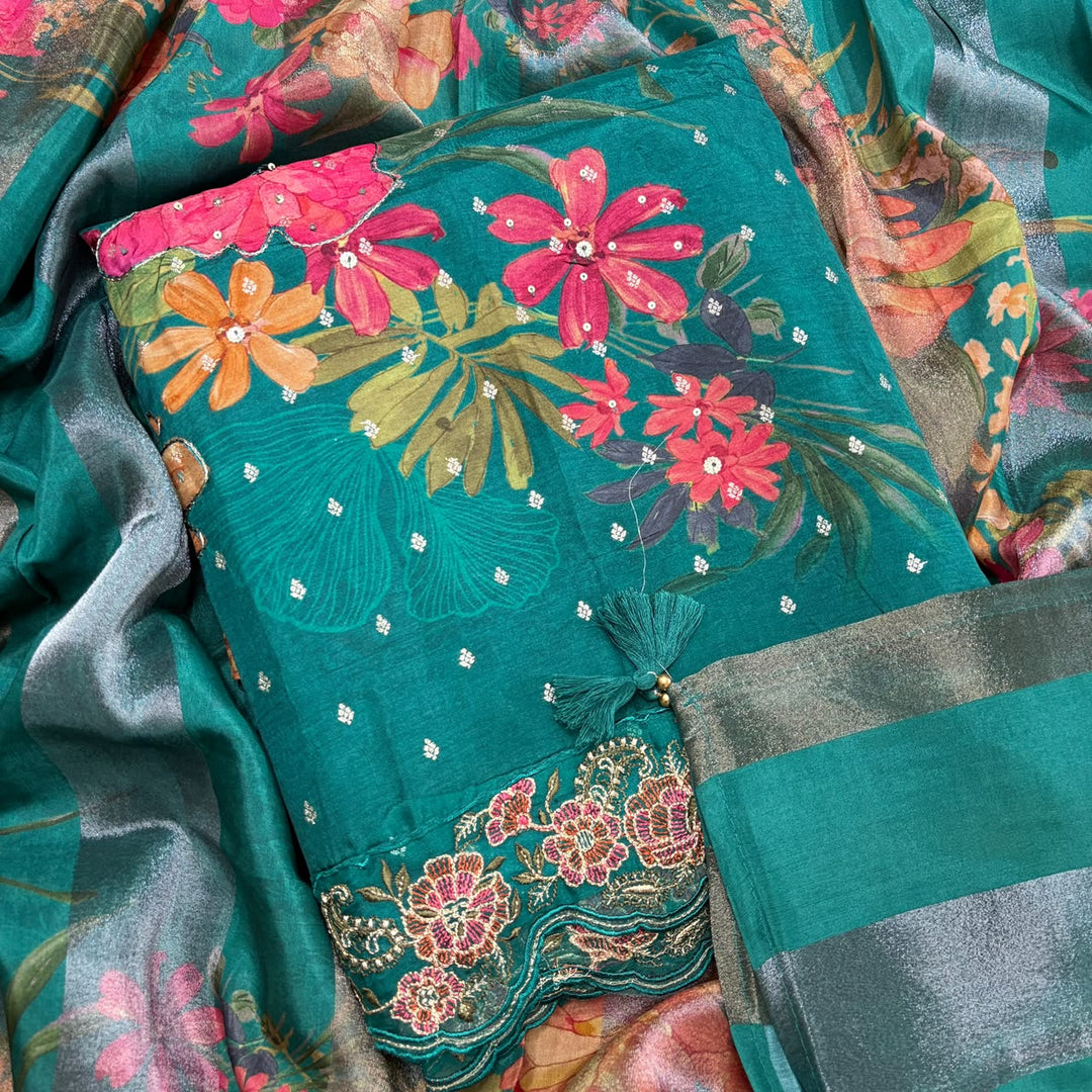 Premium Modal Silk Digital Print Unstitched Suit set SF4503 - 2