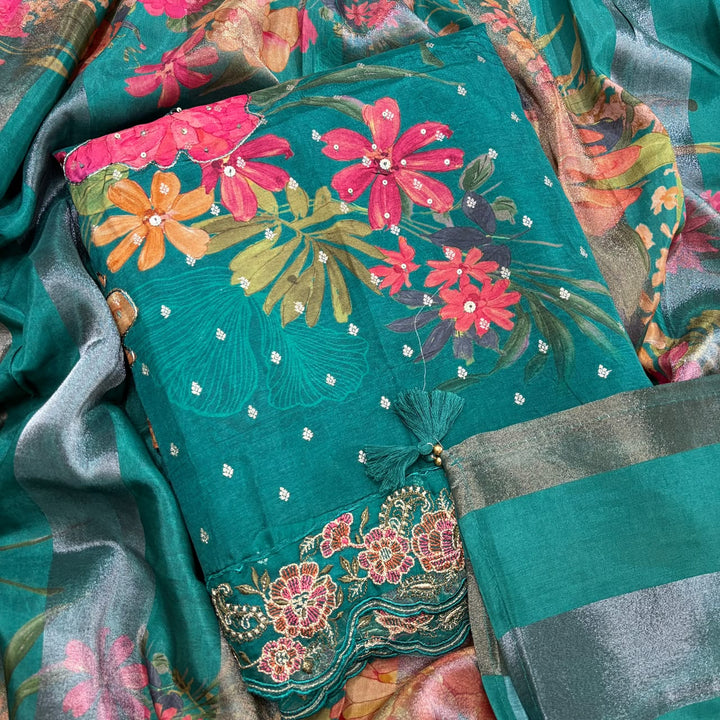 Premium Modal Silk Digital Print Unstitched Suit set SF4503 - 2