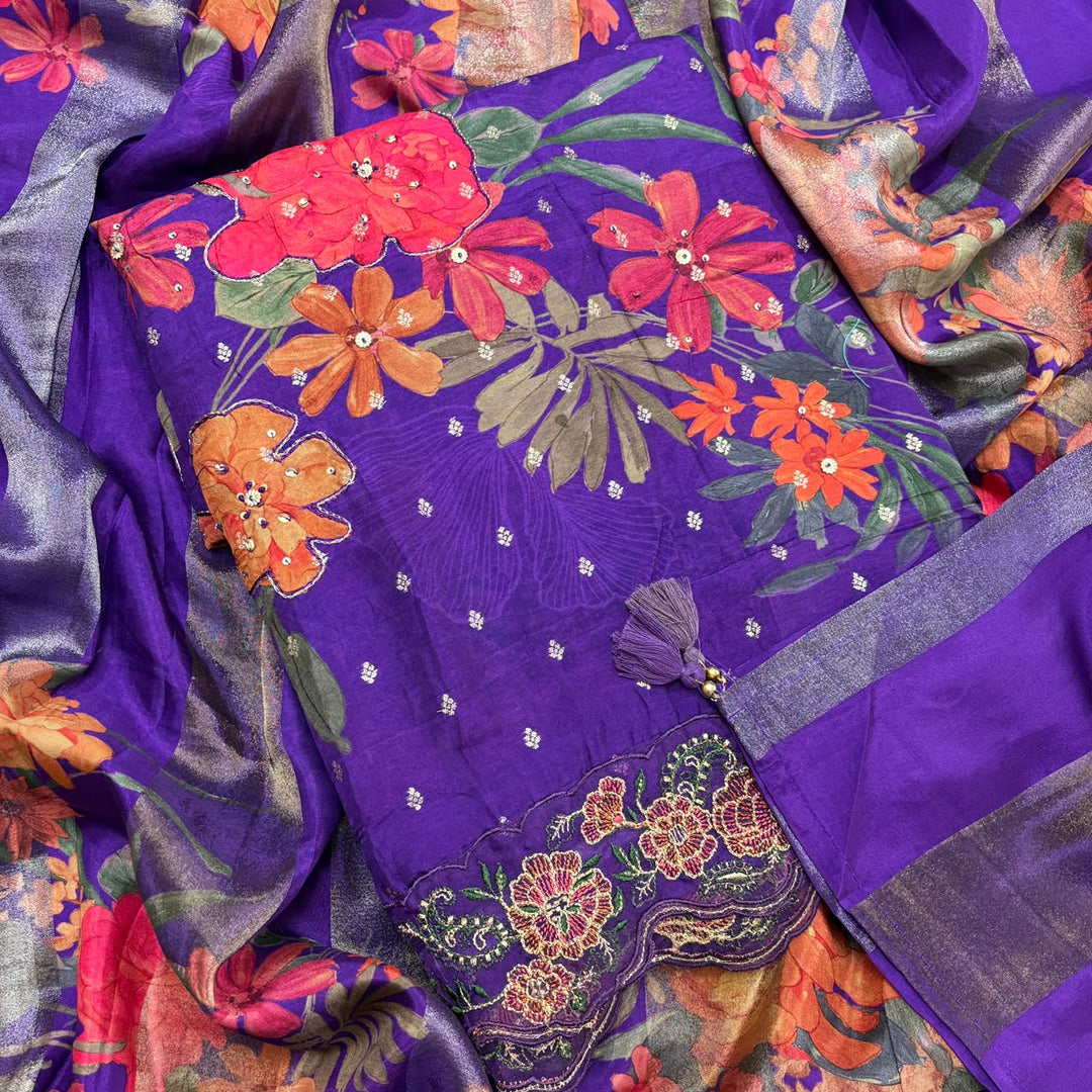 Premium Modal Silk Digital Print Unstitched Suit set SF4503 - 3