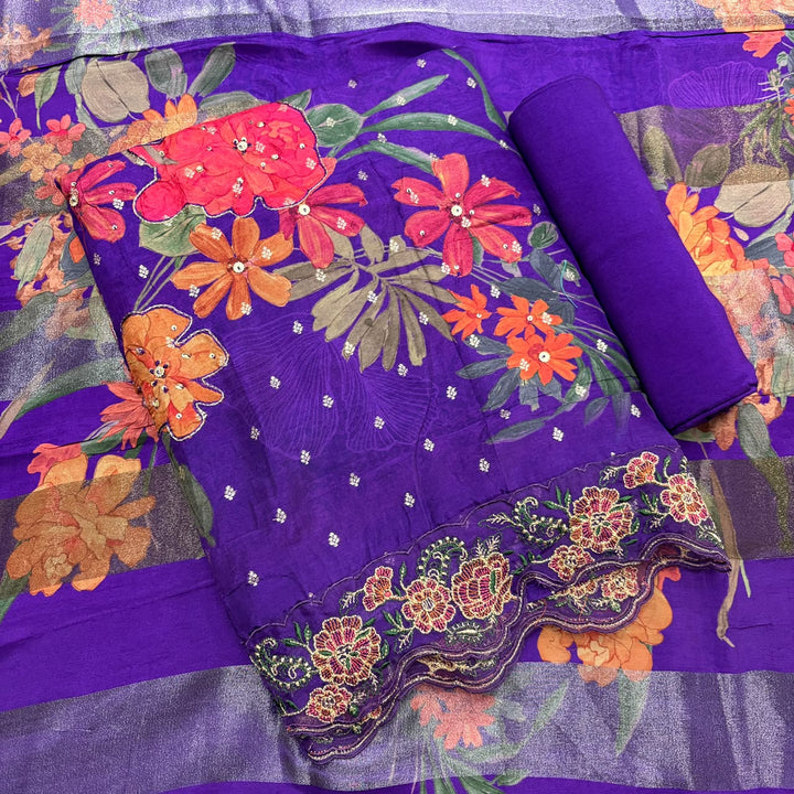 Premium Modal Silk Digital Print Unstitched Suit set SF4503 - 3