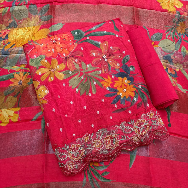 Premium Modal Silk Digital Print Unstitched Suit set SF4503 -4