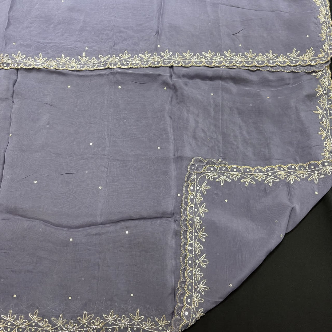 Premium Tissue Silk Dabka Pearl Sequins Unstitched Suit Set KD2311B - B