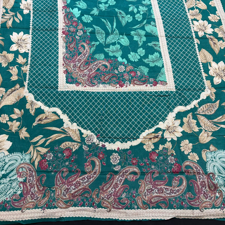 Printed Muslin Aari & Pearl Work Unstitched Suit Set SF4502 - 1