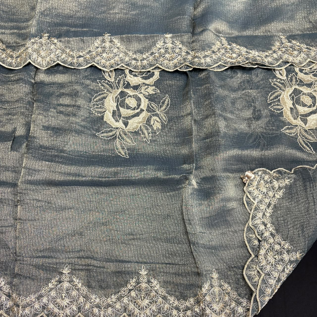 Premium Shimmer Tissue Zari Nalki Work Unstitched Suit Set-B31018-A1