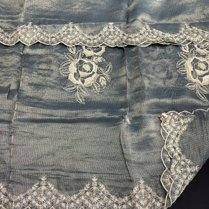 Premium Shimmer Tissue Zari Nalki Work Unstitched Suit Set-B31018-A1