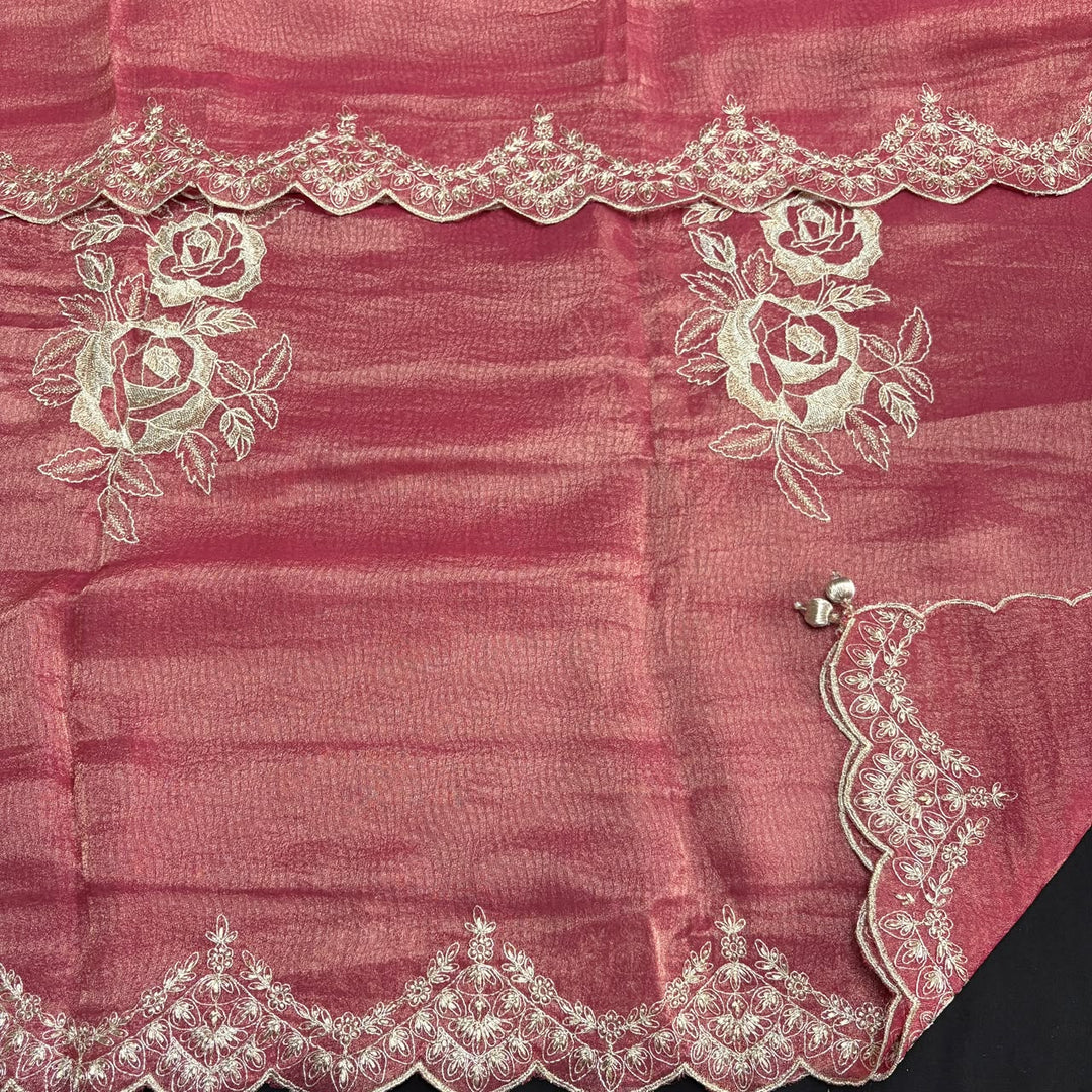 Premium Shimmer Tissue Zari Nalki Work Unstitched Suit Set-B31018-A2